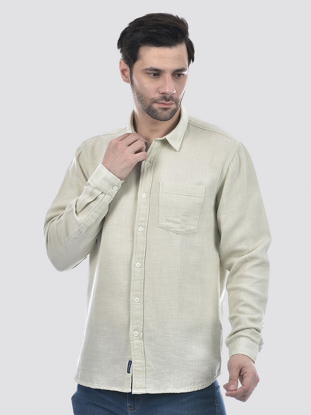 Numero Uno Men Solid Light Green Shirt